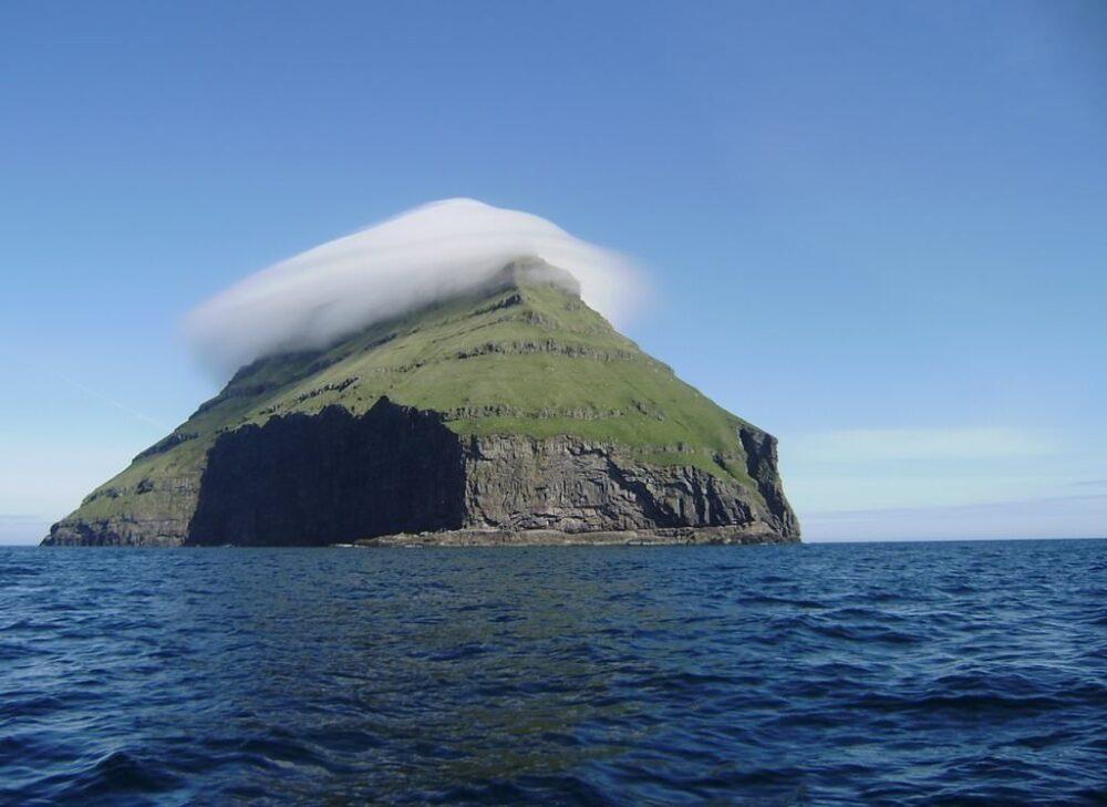 "Lítla Dímun" a tiny island in the Faroe Islands of Denmark, casts a spell of enchantment with its unique cloud formations