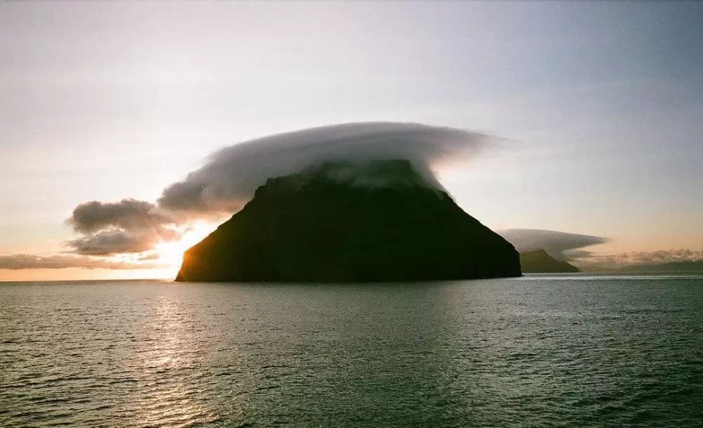 "Lítla Dímun" a tiny island in the Faroe Islands of Denmark, casts a spell of enchantment with its unique cloud formations